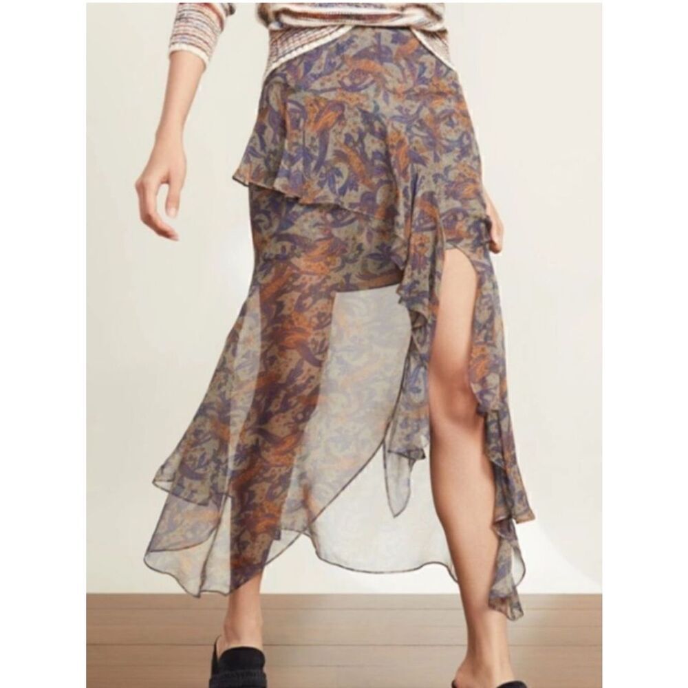 NWT Veronica Beard Trixie Illusion Asymmetrical Skirt Seafoam Green Size 12